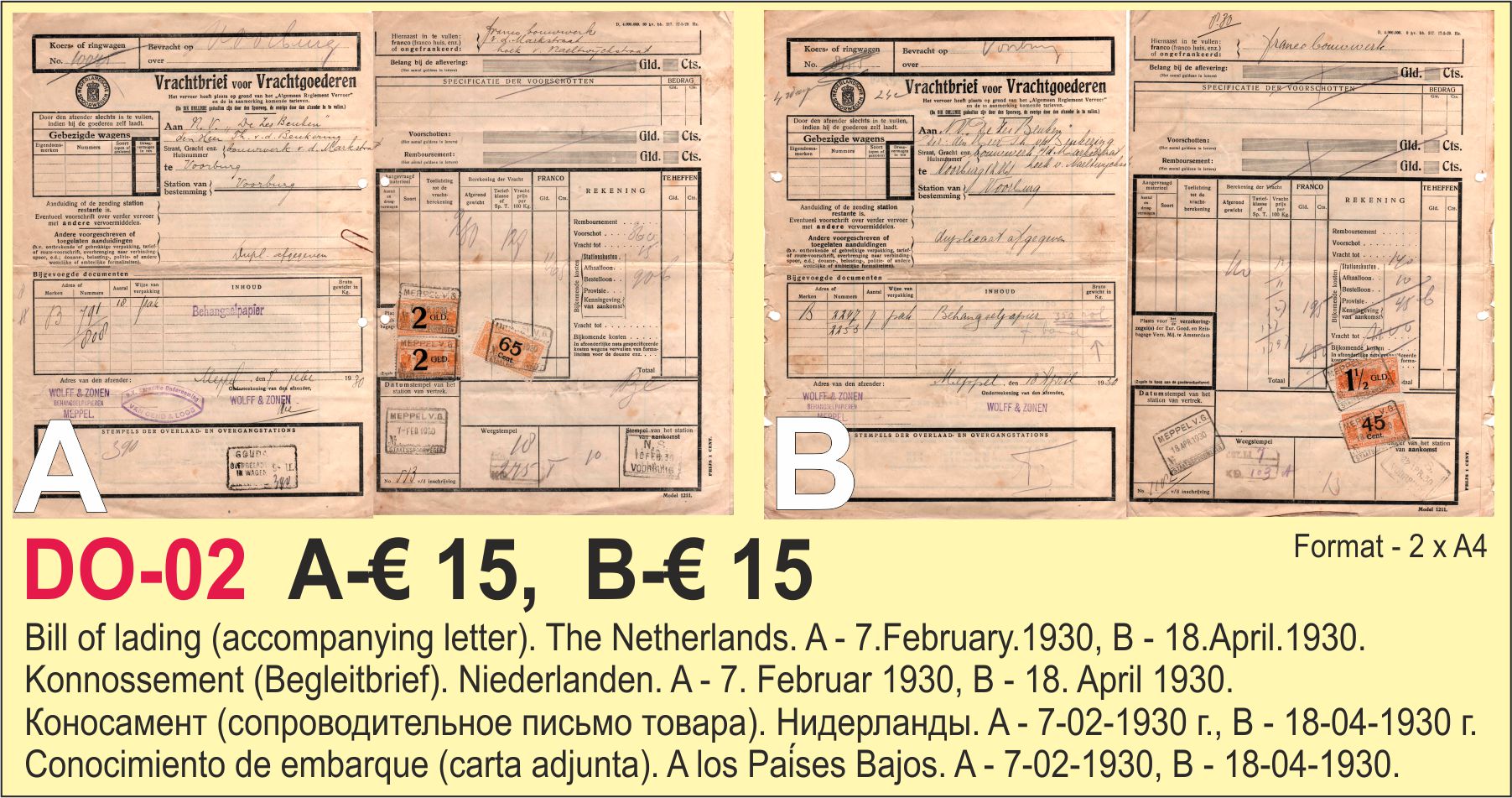 Netherlands transport documents 1930